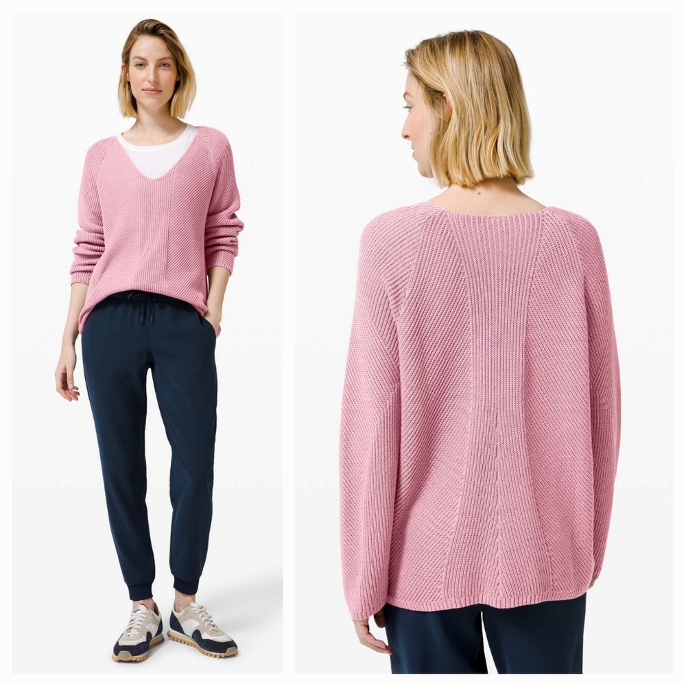 Lululemon What the Heart Wants Sweater Pink Taupe Size 10